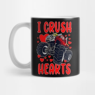 Boys Valentines Monster Truck Kids Toddler I Crush Hearts Mug